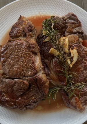 A picture of Rosemary Garlic Ribeye Steaks.