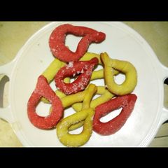 Coloured Ring shape cookies A picture of Coloured Ring shape cookies.