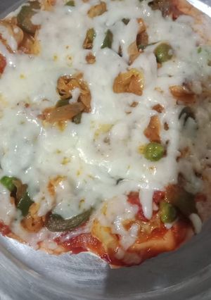 A picture of Capsicum onion pizza.