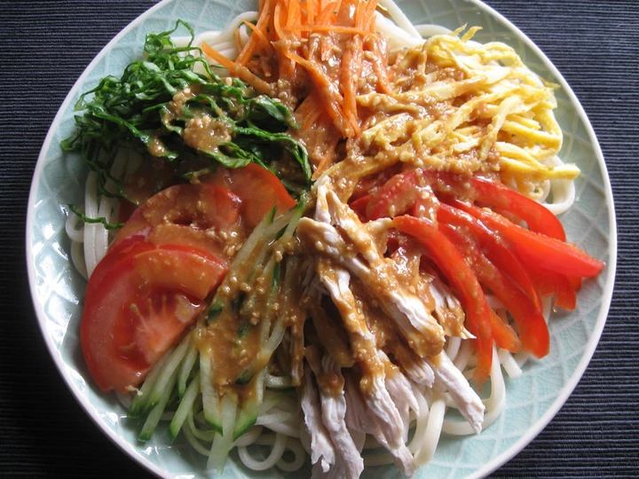 Easy Way Make Recipe Udon Salad with Sesame Sauce that is Perfect, Can Spoil the Tongue}