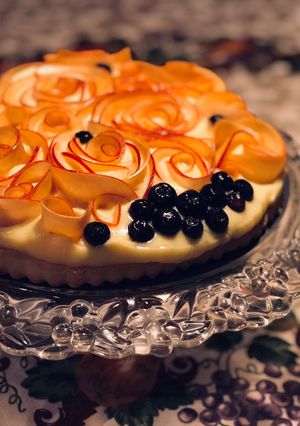 A picture of Blueberry & Apple Rose Tart.