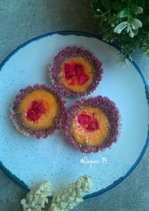 Foto resep Purple sweet potato Oatmeal Pie| Dragon Fruit Milk
