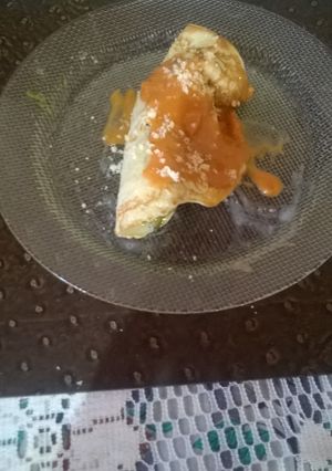Una foto de Canelones de acelga y pollo