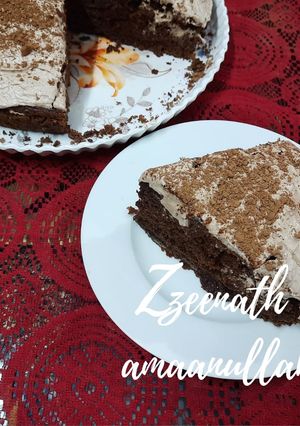 A picture of Chocolate Cake with Cream Cheese and Chocolate Frosting.