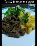 Fajitas de carne con papas