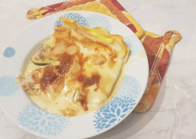 Lasagne zucchine e mazzancolle al profumo di curry