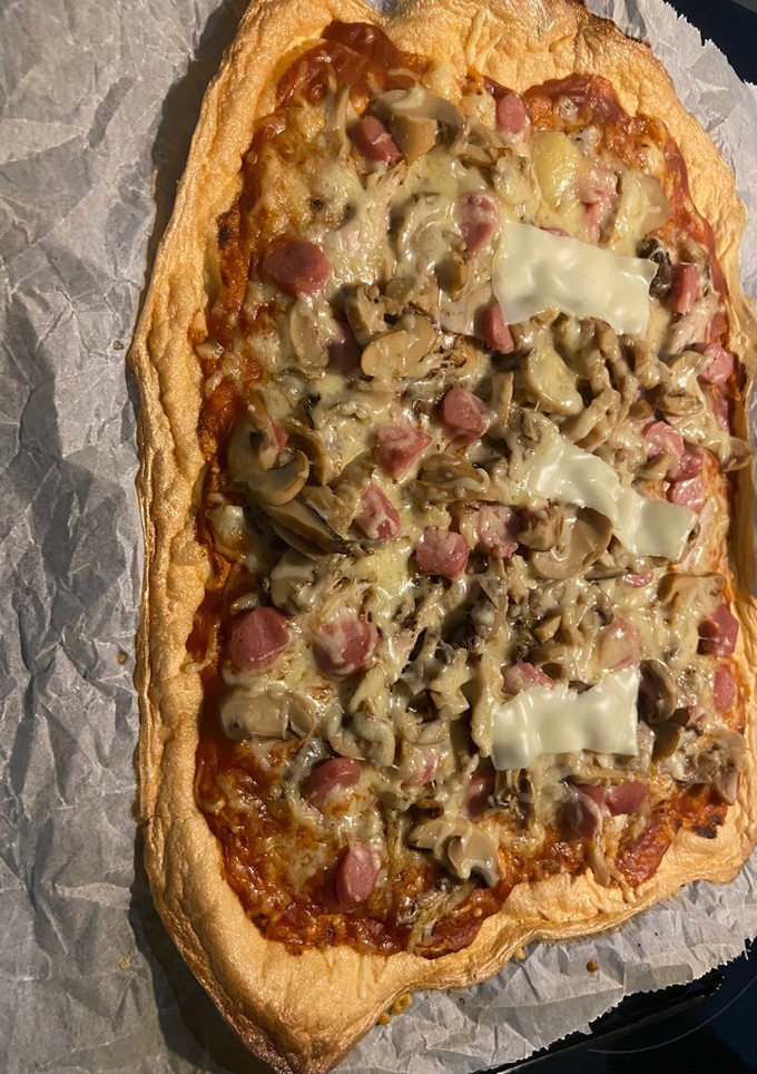 Una foto de Pizza casera proteica con claras de huevos