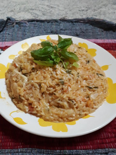 Una foto de Risotto de albahaca
