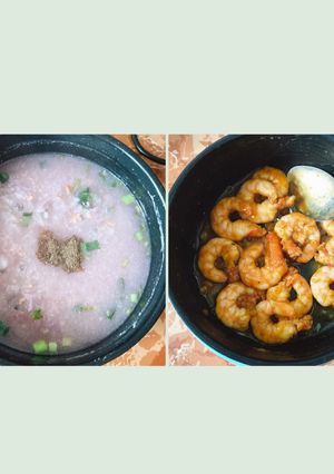 Hình của món Cơm ngon nhà Huý 🏡: Tôm rim, Canh khoai mỡ nấu tôm.