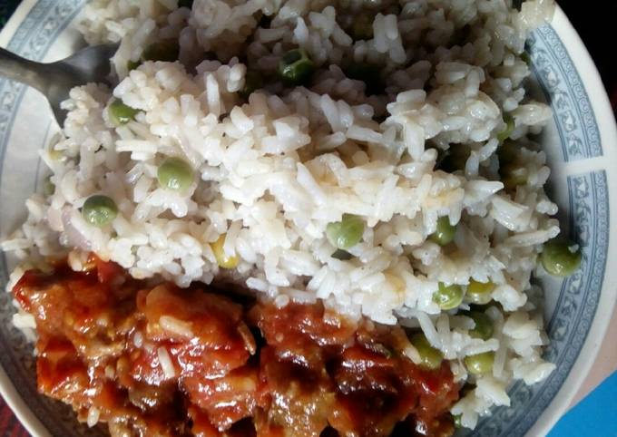 Rice minji served with yummy beef