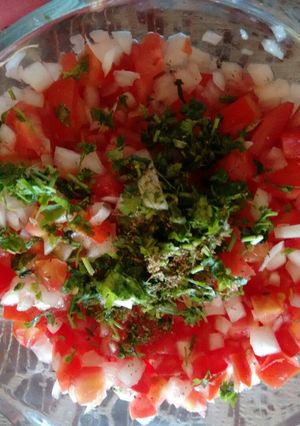 Una foto de Pico de gallo tradicional
