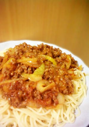 Foto resep Simple Spaghetti Bolognese with Green Tomatoes