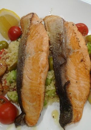 Foto resep Couscous with Salmon