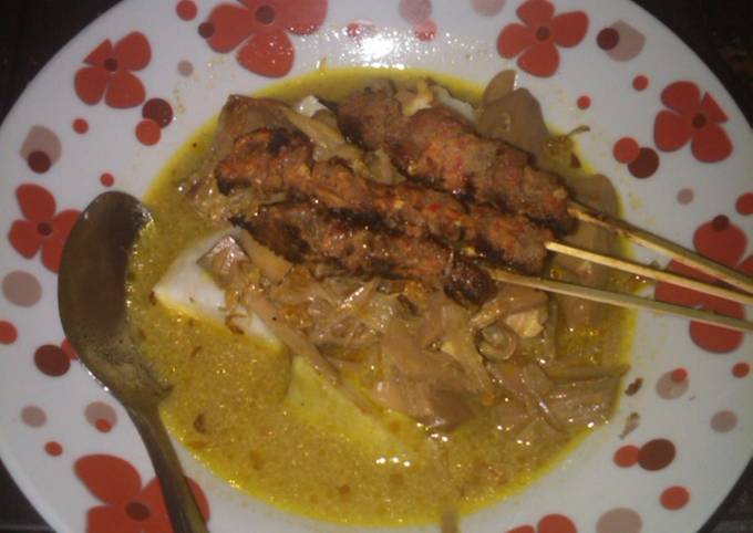 Cara Membuat Lontong sayur &amp; Sate daging bumbu Murah