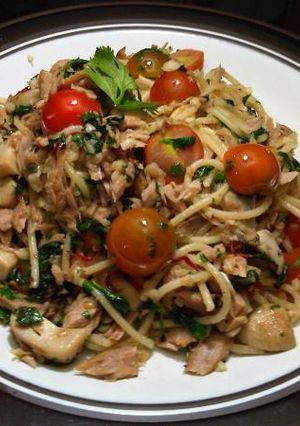 Foto resep Spaghetti Aglio olio Tuna