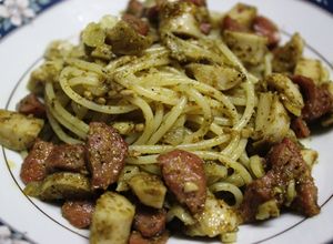Foto resep PASTA PESTO with garlic & sausages