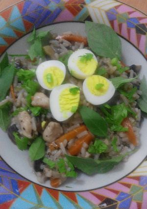 Foto resep Sea Bass Champignon Herbs Risotto ala Asia