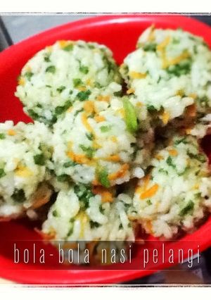 Foto resep bola-bola nasi pelangi *edisi bocah*