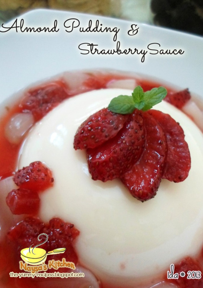 Foto resep Almond Pudding & Strawberry Sauce