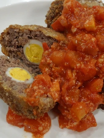 Langkah Mudah untuk Membuat Resep  Scotch Egg - Daging goreng dengan telur yang Enak, Bisa Manjain Lidah