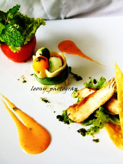 Foto resep Grilled Chicken, Fresh Vegetables salad serve with mint vinaigrette n cocktail Sc