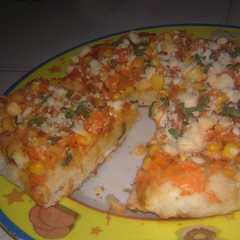 A picture of pizza "handmade".