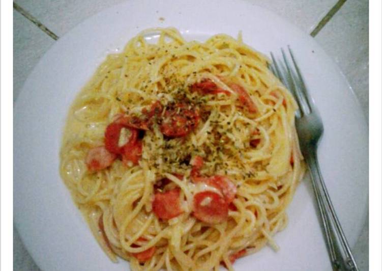 Resep spaghetti carbonara #PestaPasta, Enak
