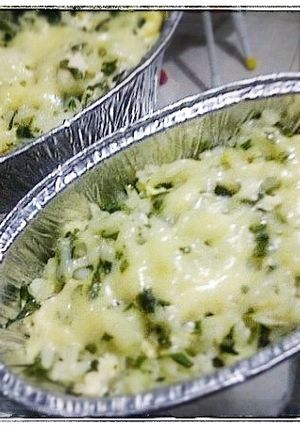Foto resep steamed green fried rice with tofu *edisi bocah*