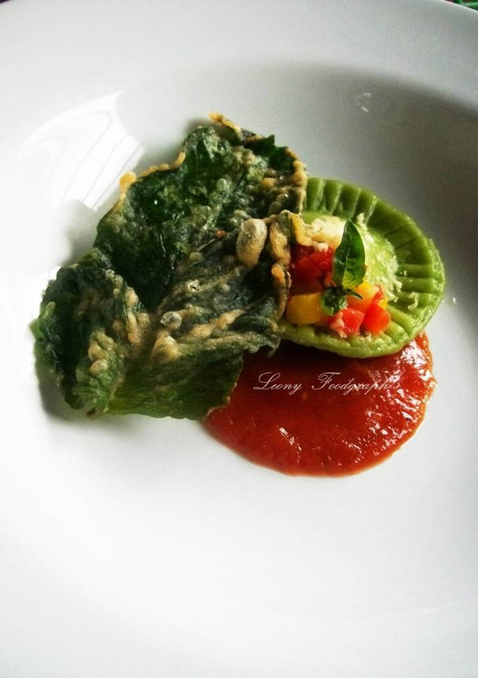 Foto resep Spinaci Ravioli Contenuto di verdure gamberetti