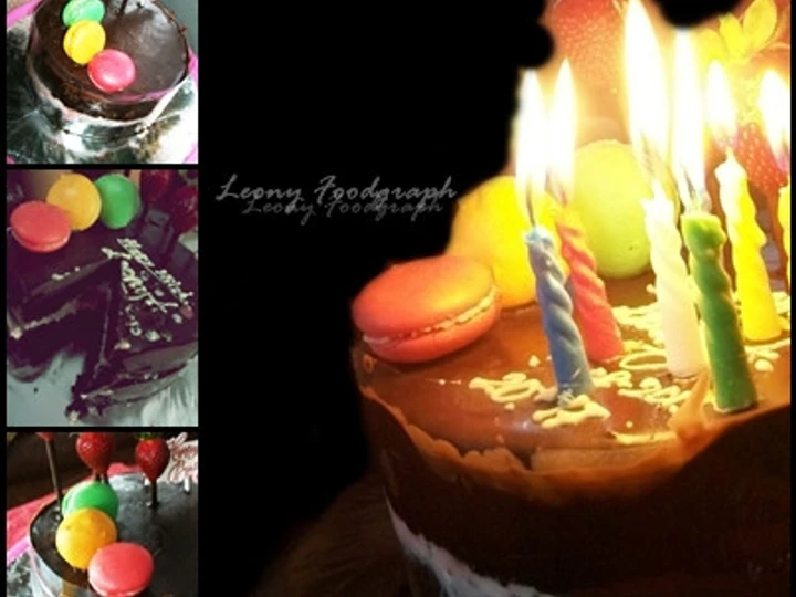 Cara Simple Membuat Resep  RICH BIRTHDAY CHOCO CAKE STRAWBERRY ICE CREAM yang Enak, Enak