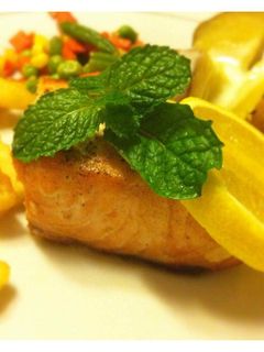 Foto resep Grilled Salmon with Baked Potato