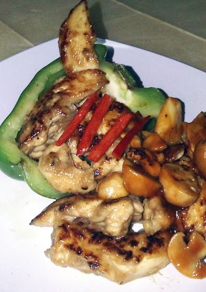 Foto resep chicken marinade with chilli mushroom