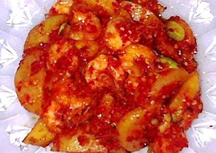 Resep Udang Goreng Sambal Lado kentang with petai Anti Gagal