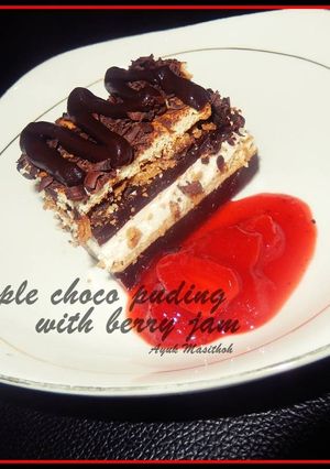 Foto resep Triple Choco puding with berry jam