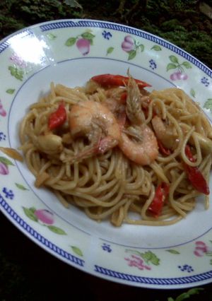 Foto resep Spaghetti saus udang kungpao