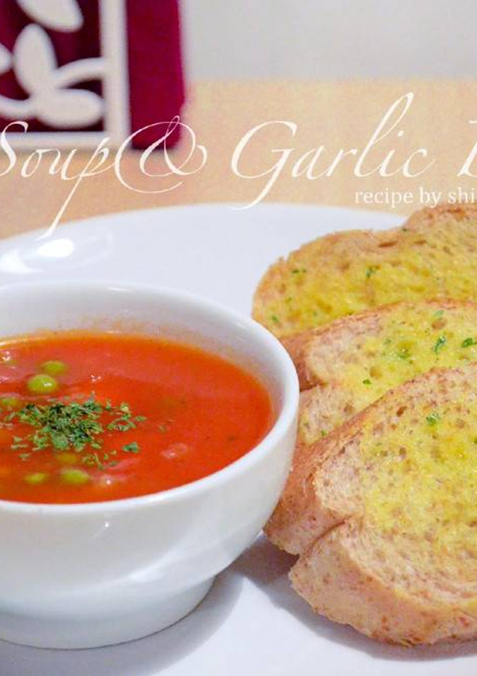 Foto resep Tomato soup & Garlic Bread