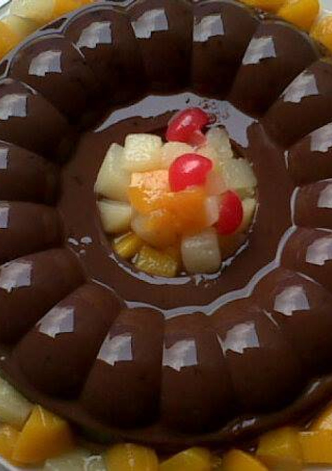 Foto resep coklat puding with coctail mix fruit