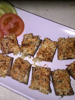Foto resep Grilled eggplant cheezy smoked beef