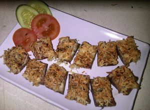 Foto resep Grilled eggplant cheezy smoked beef