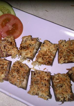 Foto resep Grilled eggplant cheezy smoked beef