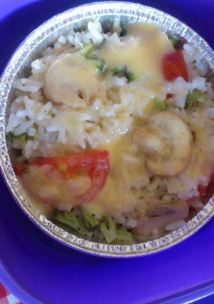 Foto resep Steam Rice - Broccoli Cheese