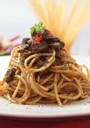 Foto resep Spaghetti Bumbu Rendang
