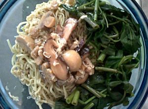 Foto resep Lomie (Mie kangkung) Vegetarian