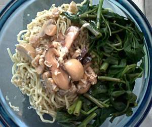 Resep Terbaik Lomie Mie kangkung Vegetarian Sedap