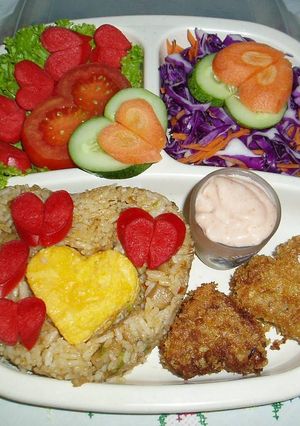 Foto resep Fried Rice Bento with Loves