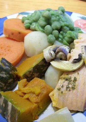 Foto resep Salmon Tumis sayur Rebus