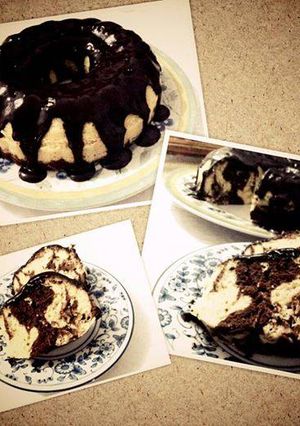 Foto resep Zebra Cake Kukus Siram Ganache