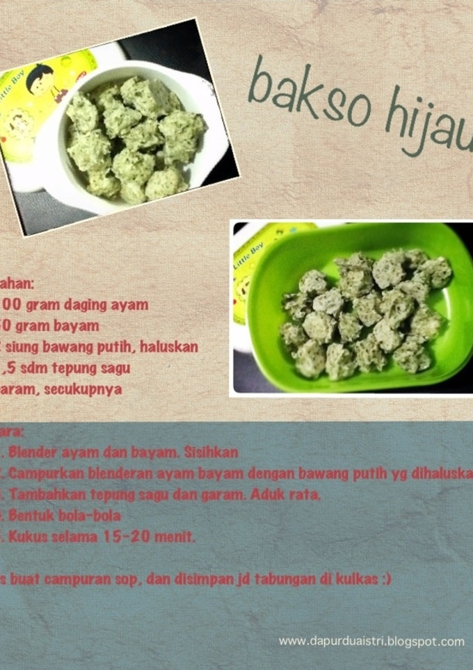 Foto resep bakso ayam hijau *edisi bocah*