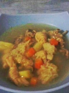 Foto resep sup ayam babi kembang tahu sayuran