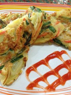 Foto resep Zucchini & kucai pancake ( AeHoBak & BuChu Jeon)